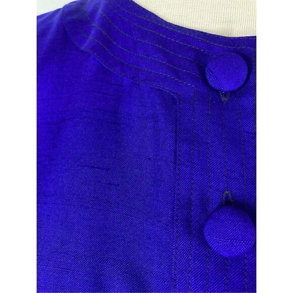 MBR International 6 S Cobalt Blue Silk Dress 1980s Does 1940s Volup VTG Midi - Picture 5 of 11
